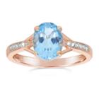 Womens Diamond Accent Genuine Blue Topaz Gold Over Silver Cocktail Ring