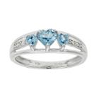 Genuine Topaz & Diamond-accent Heart-shaped 3-stone 10k White Gold Ring