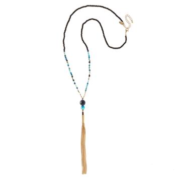 Natasha Accessories Blue Beaded Necklace