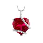 Womens Red Ruby Pendant Necklace