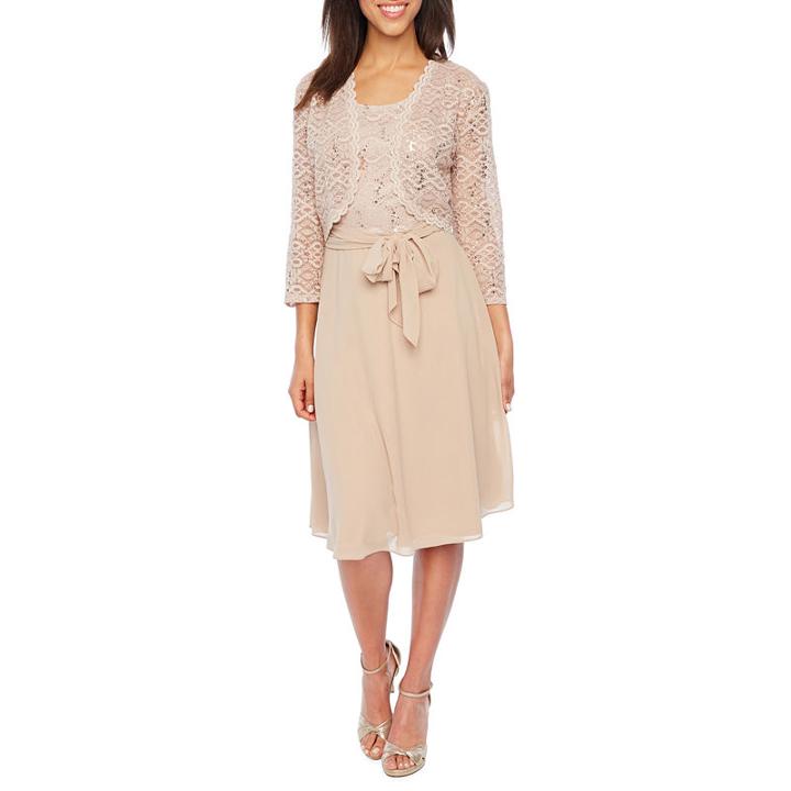 Studio One 3/4 Sleeve Lace Jacket Dress