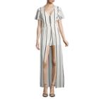 Crystal Sky Short Sleeve Stripe Maxi Dress-juniors