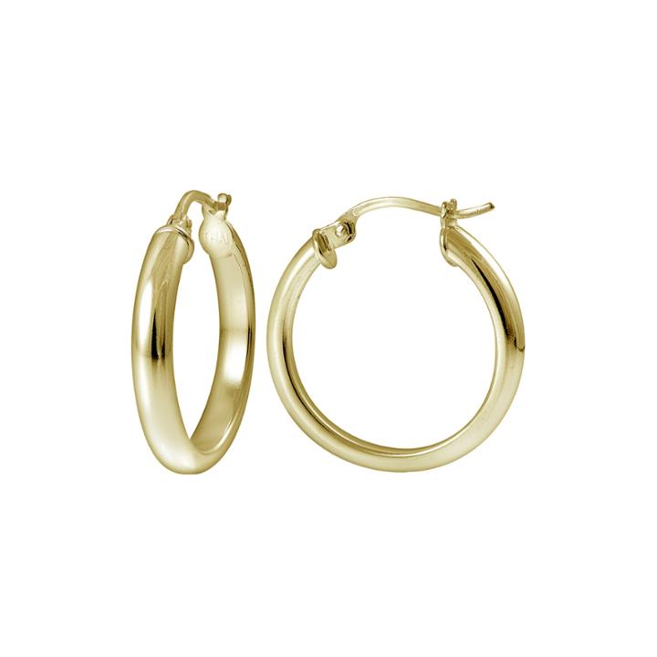 14k Yellow Gold Over Sterling Silver Half-round 20mm Hoop Earrings
