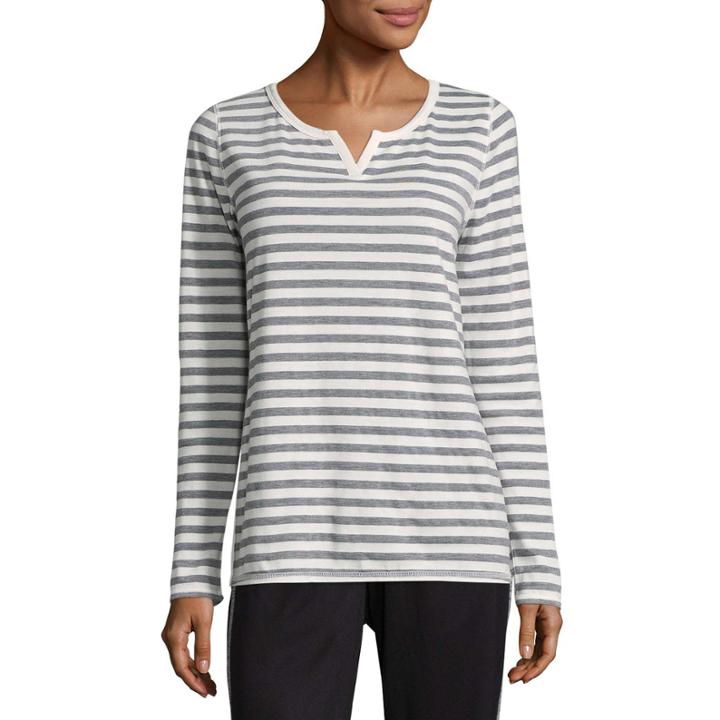 St. John's Bay Active Long Sleeve Stripe Tee