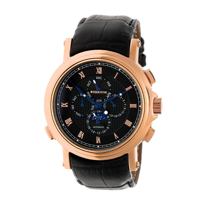 Heritor Kingsley Mens Black Strap Watch-herhr4805