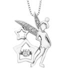 Womens Diamond Accent Genuine White Tinker Bell Pendant Necklace