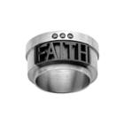 Mens Faith Cutout Black Cubic Zirconia Stainless Steel Ring