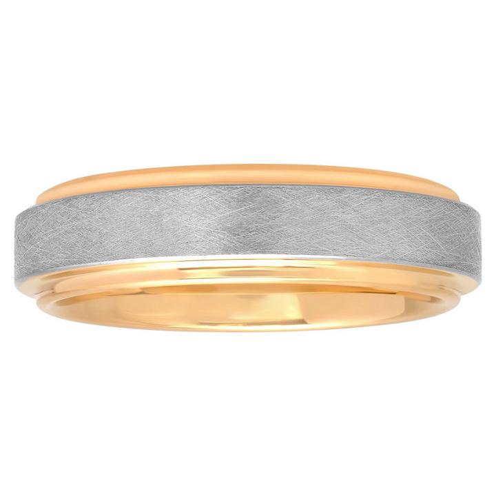Mens Cobalt Satin Center & Yellow Ip Wedding Band