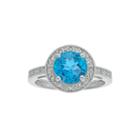 Genuine Blue Topaz And Lab-created White Sapphire Round Sterling Silver Ring