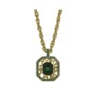 1928 Green And Blue Stone Gold-tone Pendant Necklace