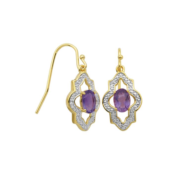 Classic Treasures&trade; Genuine Amethyst And Diamond-accent Drop Earrings