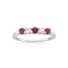 Womens 1/5 Ct. T.w. Red Lead Glass-filled Ruby Platinum Wedding Band