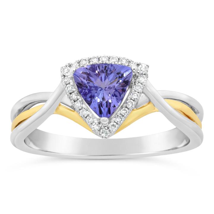 Womens 1/10 Ct. T.w. Genuine Blue Tanzanite 10k Gold Crossover Ring