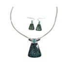 Mixit&trade; Silver-tone Abalone-look Pendant Necklace And Earring Set