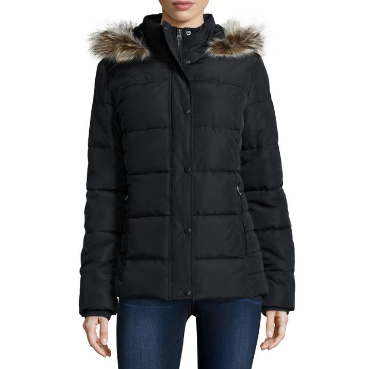St. Johns Bay Faux-fur Trim Puffer Coat - Tall