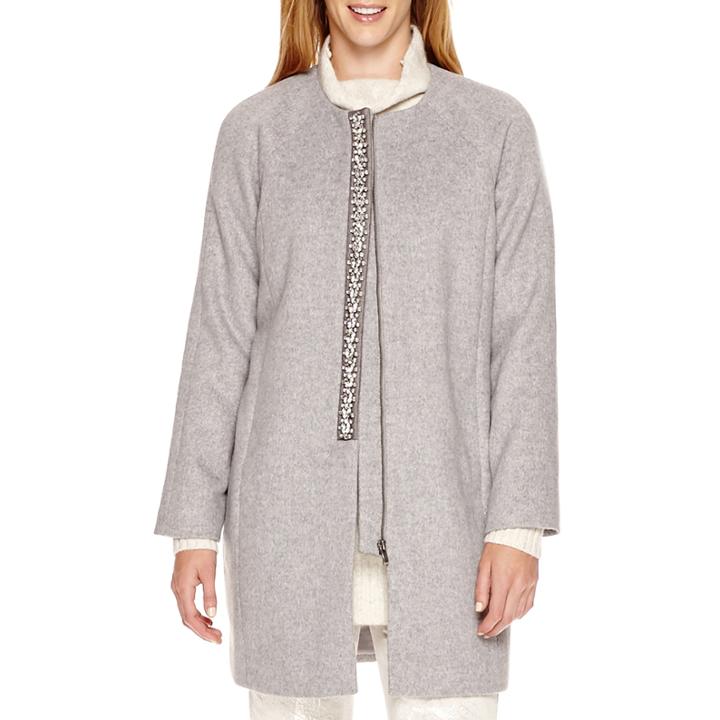Liz Claiborne Embellished Coat - Tall