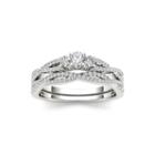 1/2 Ct. T.w. Diamond 14k White Gold Crossover Bridal Ring Set