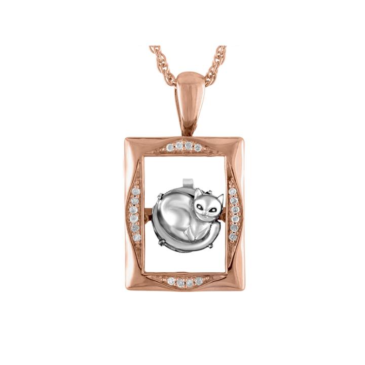 Love In Motion Diamond Accent 18k Rose Gold Over Silver Cat Pendant Necklace