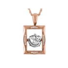 Love In Motion Diamond Accent 18k Rose Gold Over Silver Cat Pendant Necklace