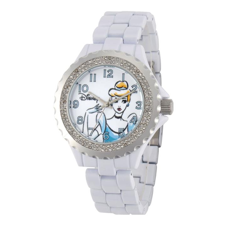 Disney Womens Cinderella White Enamel Watch