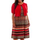 Danny & Nicole Short-sleeve Aztec Print Jacket Dress - Plus