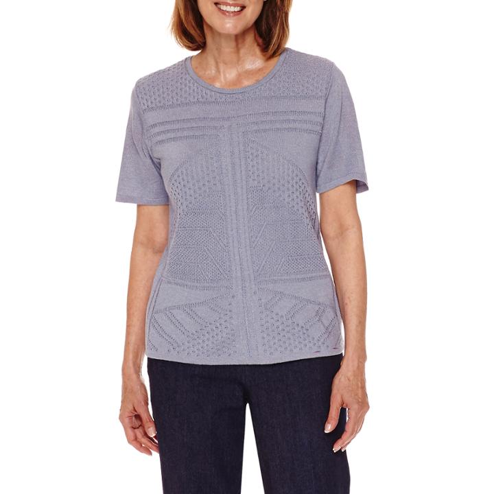Alfred Dunner Sierra Madre Short Sleeve Pullover Sweater - Petite