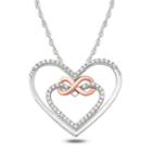 Womens 1/10 Ct. T.w. White Diamond 14k Rose Gold Over Silver Sterling Silver Heart Pendant Necklace