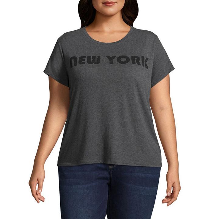 Arizona Short Sleeve Round Neck Graphic T-shirt-juniors Plus