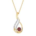 Womens Diamond Accent Genuine Red Garnet 10k Gold Pendant Necklace