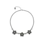 Liz Claiborne Silver-tone Glass Stone Flower Collar Necklace