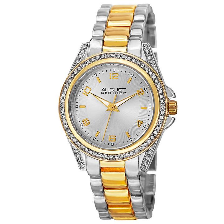 August Steiner Womens Two Tone Strap Watch-as-8149ttg