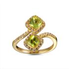 Womens Green Peridot 14k Gold Over Silver Bypass Ring