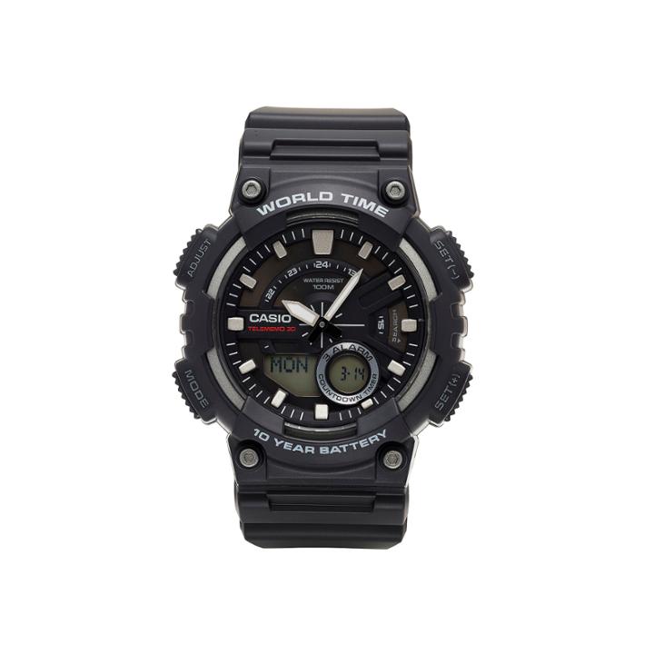Casio Mens Black 3d Dial Heavy Duty Strap Watch Aeq110w-1av