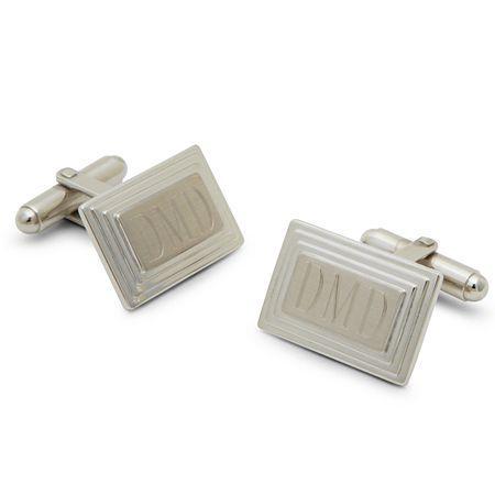 Engravable Stair Rectangular Cufflinks