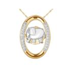 Love In Motion Diamond Accent Sterling Silver Elephant Pendant Necklace