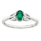 Womens Lab Created Emerald Green Sterling Silver Delicate Ring