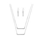 Worthington Silver-tone Layered Bar Necklace And Earring Set