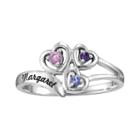 Womens Simulated Multi Color Stone Sterling Silver 3-stone Ring