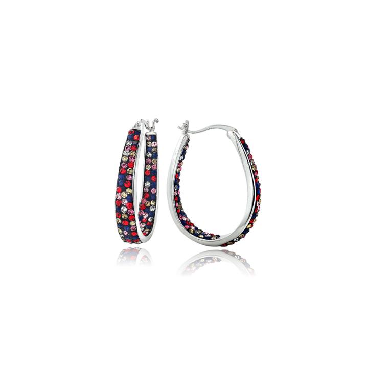 Sparkle Allure Silver Over Brass Hoop Earrings