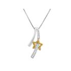 Womens 1/7 Ct. T.w. Yellow Diamond Sterling Silver Gold Over Silver Pendant Necklace