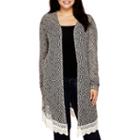 Arizona Long-sleeve Lace-hem Duster Cardigan - Plus