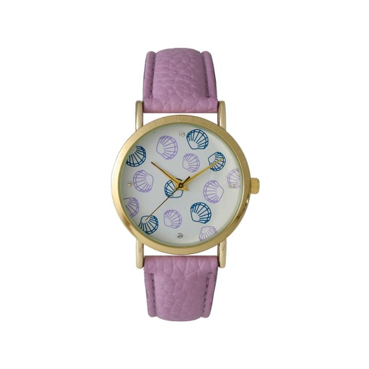 Olivia Pratt Womens Colored Shell Dial Lavender Leather Watch 14841lavender