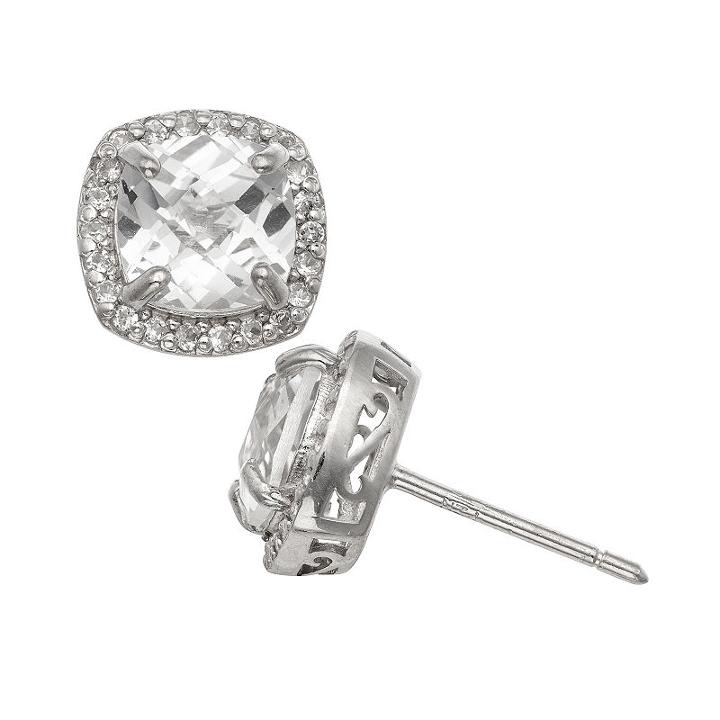 Lab Created White Sapphire Sterling Silver 10mm Stud Earrings