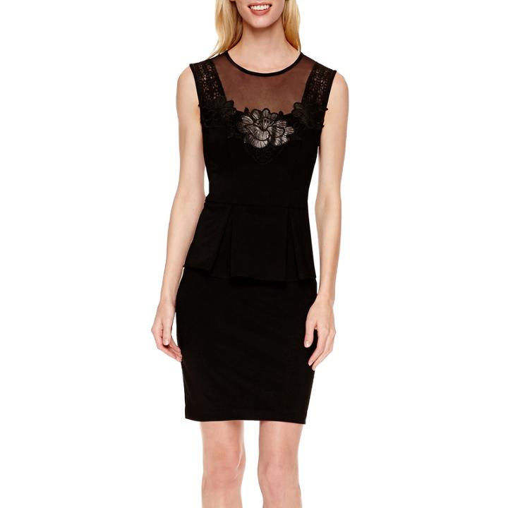 Bisou Bisou Sleeveless Faux-leather Appliqu Sheath Dress