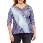 Unity World Wear 3/4 Sleeve Scoop Neck T-shirt-womens Plus