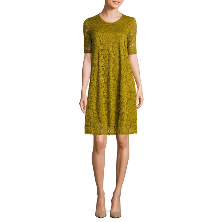 Sharagano Elbow Sleeve Shift Dress