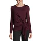Worthington Long Sleeve Draped Front Top