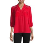 Hollywould 3/4-sleeve Zip Pocket Blouse - Juniors
