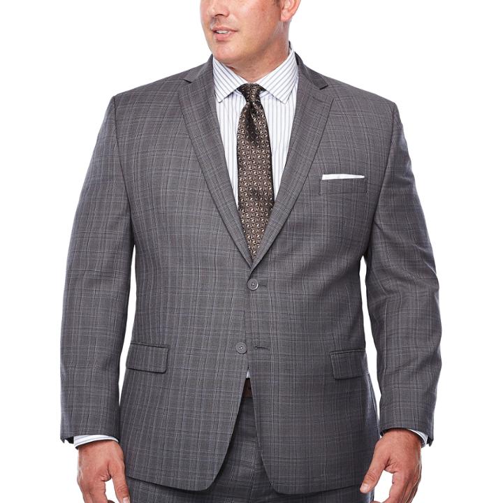 Collection By Michael Strahan Plaid Classic Fit Suit Jacket-big And Tall