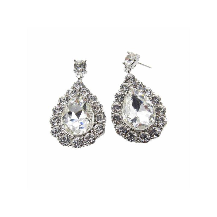 Vieste Rosa White Glass Beaded Drop Earrings